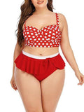 Polka Dot Gathered High-waisted Retro Two-piece Swimsuit Shopvhs.com