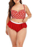 Polka Dot Gathered High-waisted Retro Two-piece Swimsuit Shopvhs.com