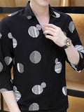Polka Dot Stripe Printed V Neck Casual 3/4 Sleeve Shirts Shopvhs.com