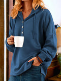 Polo Casual Solid Button Long Sleeve Hoodie Shopvhs.com