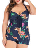 Print Boxer Shorts One-Piece Plus Size Swimsuit Shopvhs.com