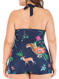 Print Boxer Shorts One-Piece Plus Size Swimsuit Shopvhs.com