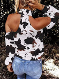 Printed Halter Off-Shoulder Long Sleeve T-Shirt Shopvhs.com