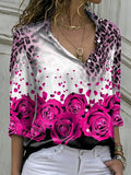 Printed Lapel Single Breasted Long Sleeve Blouse Shopvhs.com