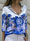 Printed Lapel Single Breasted Long Sleeve Blouse Shopvhs.com