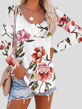 Printed Long Sleeve Round Neck Button T-Shirt Shopvhs.com