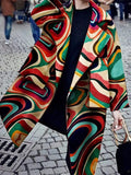 Printed Long Sleeve Warm Woolen Coat Shopvhs.com