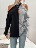 Printed Off-Shoulder Long Sleeve T-Shirt Shopvhs.com