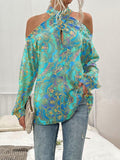 Printed Off-Shoulder Long Sleeve T-Shirt Shopvhs.com