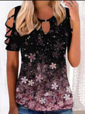 Printed Off Shoulder Short Sleeve T-Shirt Shopvhs.com