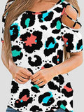 Printed Off The Shoulder Short Sleeve T-shirt Shopvhs.com