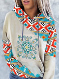 Printed Pocket Drawstring Long Sleeve Hoodie Shopvhs.com