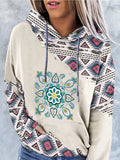 Printed Pocket Drawstring Long Sleeve Hoodie Shopvhs.com