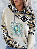 Printed Pocket Drawstring Long Sleeve Hoodie Shopvhs.com