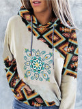 Printed Pocket Drawstring Long Sleeve Hoodie Shopvhs.com