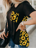 Printed Pocket V-neck Short-sleeved T-shirt Shopvhs.com