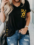 Printed Pocket V-neck Short-sleeved T-shirt Shopvhs.com