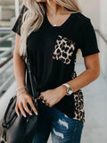 Printed Pocket V-neck Short-sleeved T-shirt Shopvhs.com