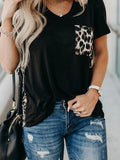 Printed Pocket V-neck Short-sleeved T-shirt Shopvhs.com