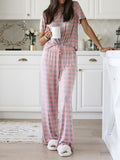Printed Short Sleeve T-Shirt & Trousers Home Two-Piece Suit Shopvhs.com
