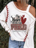 Printed Slanted Shoulder Long Sleeve T-Shirt Shopvhs.com