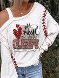 Printed Slanted Shoulder Long Sleeve T-Shirt Shopvhs.com