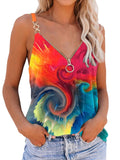 Printed Sling V-Neck Zip Sleeveless Tank Top Shopvhs.com