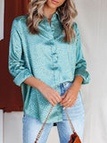 Printed Stand Collar Long Sleeve Blouse Shopvhs.com