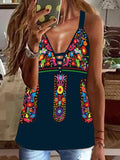Printed V-Neck Camisole Sleeveless Tank Top Shopvhs.com