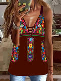 Printed V-Neck Camisole Sleeveless Tank Top Shopvhs.com