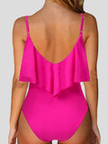 Printed V-Neck Ruffle One Piece Swimsuit Shopvhs.com