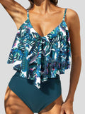 Printed V-Neck Ruffle One Piece Swimsuit Shopvhs.com