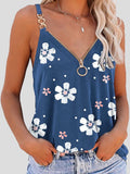 Printed V-Neck Zip Suspender Tank Top Shopvhs.com