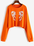 Pullover Oriental Dragon Cropped Sweatshirt Shopvhs.com