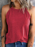 Pure Round Neck Sleeveless Casual Tank Tops Shopvhs.com