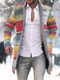 Rainbow Print Mid-Length Coat For Men
