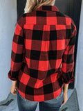 Red Plaid Long Sleeve Zipper Coat Shopvhs.com