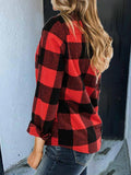 Red Plaid Long Sleeve Zipper Coat Shopvhs.com