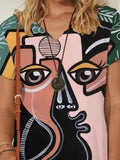 Abstract Painting Printed Mini Dresses