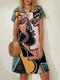 Abstract Painting Printed Mini Dresses