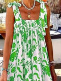 Bandage Shoulder Sling Print Dress