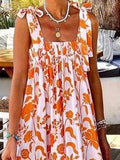 Bandage Shoulder Sling Print Dress