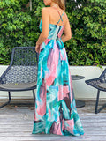 Bohemian Color Block Sling Dress