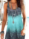 Casual Color-block Print Mini Dress