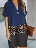 Casual Color Block V-neck Dress
