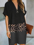 Casual Color Block V-neck Dress