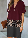 Casual Color Block V-neck Dress