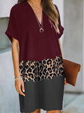 Casual Color Block V-neck Dress