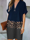 Casual Color Block V-neck Dress