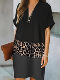 Casual Color Block V-neck Dress